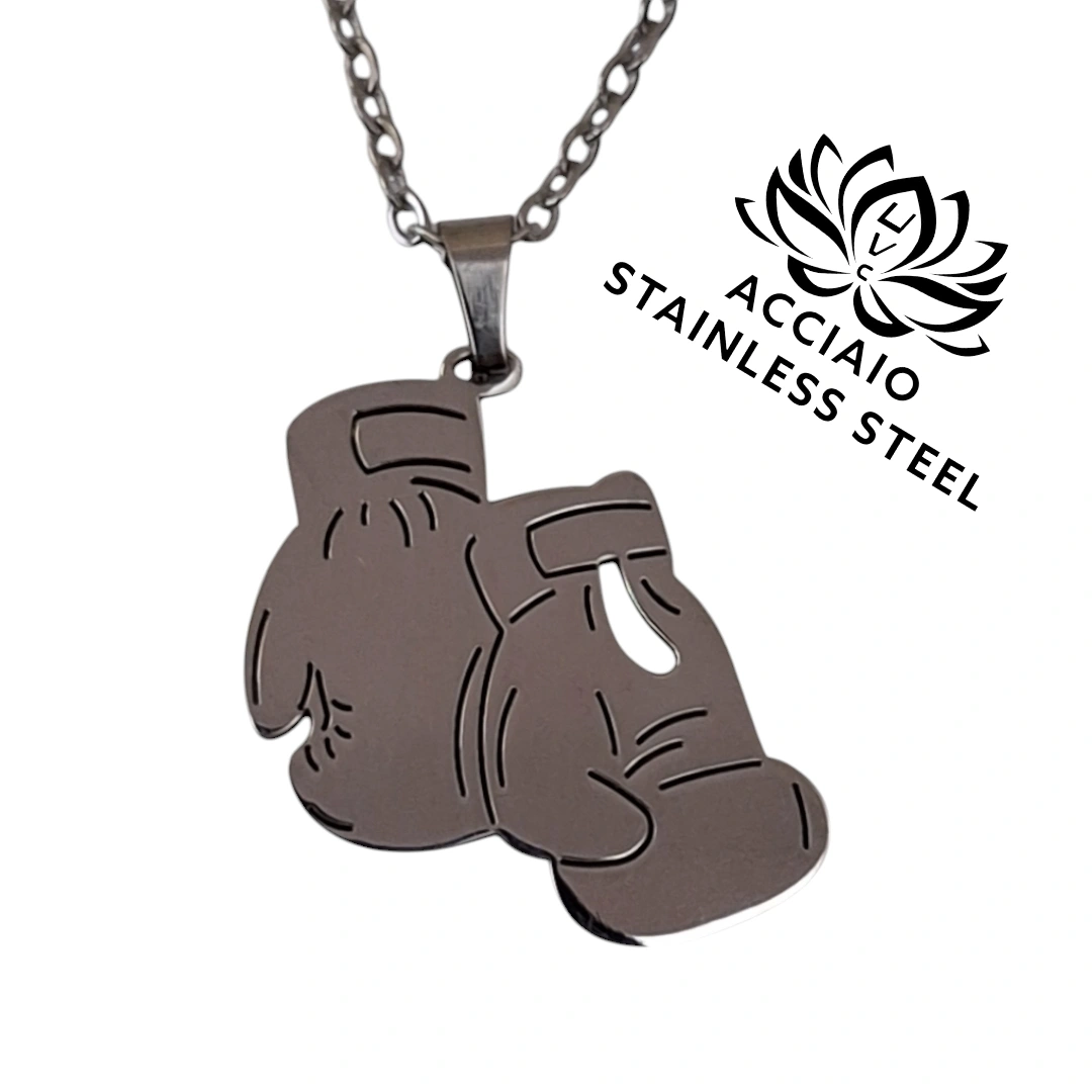 Collana Guantoni in Acciaio con Tuo Nome Inciso 316L